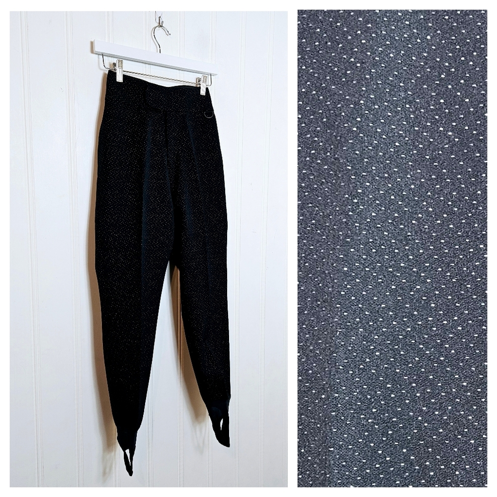 Vintage Schoeller Skifans Stirrup Ski Pants Women's 8 Black Metallic USA
